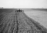 Tractor with attached field cultivator, 1955