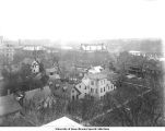 City view from top of Presbyterian Church, Iowa City, Iowa, 1900s