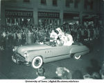 Homecoming parade on Clinton Street, The University of Iowa, 1940s