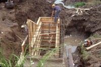 Alfred Parcel structure site during construction.