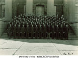 Cadets of Company C-1 on steps of the Old Capitol, The University of Iowa, ca. 1943