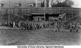 Cadets marching onto Iowa Field, The University of Iowa, 1913