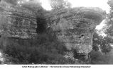 Thin bedded Niagara and flagstone beds of Syringopora tenella zones in the upper cliffs, Jefferson Township, Balltown, Iowa, late 1890s or early 1900s