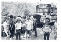 Outdoor classroom with Andrew Community School students, 1977