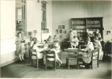 School children in library, The University of Iowa elementary school, 1919?