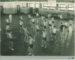 Fencing class in Old Armory, The University of Iowa, January 1925