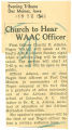 Church to hear WAAC officer