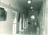 Art displayed in an Art Building corridor, the University of Iowa, October 1947