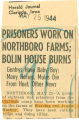 Prisoners work on Northboro farms; Bolin house burns