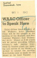 WAAC officer to speak here