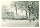 Winter scene with Engineering Building and Heating Plant, the University of Iowa, circa 1920