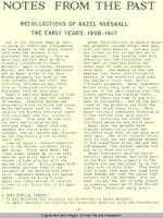 Notes from the past : recollections of Hazel Marshall, the early years: 1908-1917