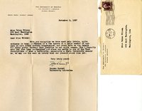 Duncan Burnet letter to Helen Patricia (Patsy) Wilson exchanging bookplates. 