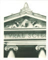 Bas-relief of moose, buffalo, and elk above Macbride Hall portico, the University of Iowa, 1940s?