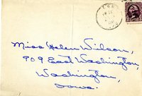 Self-Addressed, Stamped Envelope handwritten to Miss Helen Wilson