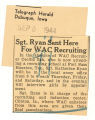 Sgt. Ryan sent here for WAC recruiting