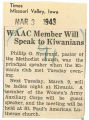 WAAC member will speak to Kiwanians