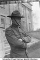 Lieutenant Lloyd A. White, Artillery, at Old Capitol west steps,The University of Iowa, ca. 1918