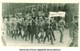 Men marching in procession, The University of Iowa, 1920s