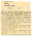 WAAC from Fort Des Moines to talk in Manning February 8