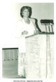 Janet Guthrie speaking at the Women as Leaders conference, The University of Iowa, 1980