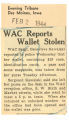 WAC reports wallet stolen