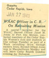 WAAC officer in C. R. on recruiting mission