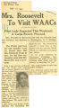 Mrs. Roosevelt to visit WAACs