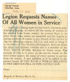 Legion requests name of all women in service
