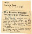 Mrs. Broshar becomes recruiter for women