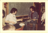 Scottish Highlanders drum practice , The University of Iowa, 1970s