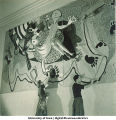 Students painting modern art wall hangings, The University of Iowa, March 1940