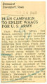 Plan campaign to enlist WAACs for U. S. army