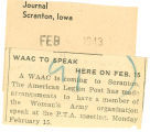 WAAC to speak here on February 15