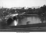 Iowa Avenue bridge leading to the Old Capitol and the Pentacrest, The University of Iowa, between 1955 and 1960