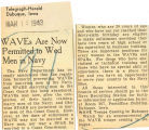 WAVEs are now permitted to wed men in Navy