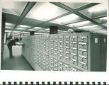 Patron using the card catalog, the University of Iowa, 1972