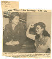 Jane Withers likes secretary's WAC cap
