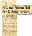 First war prisoner unit due to arrive Tuesday