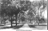 View up central walk from Clinton Street before Liberal Arts Building was built, The University of Iowa, 1900s