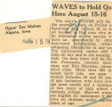 WAVES to hold qu here August 15-16