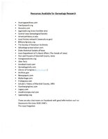 Resources Available - Genealogy
