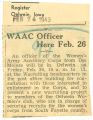 WAAC officer here February 26