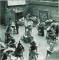 Sculpting in art studio, The University of Iowa, 1949
