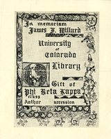 University of Colorado Library Memorial Bookplate to James F. Willard