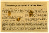 Observing National Wildlife Week. 
