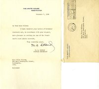 M.A. LeHand, Private Secretary to the Presidents letter to Helen Patricia (Patsy) Wilson exchanging bookplates. 