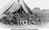 Lieutenant Hass and cadets in front of tent, The University of Iowa, 1912