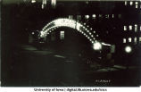 Illuminated archway, Homecoming, The University of Iowa, 1920s