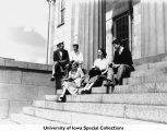 Students on Old Capitol steps, The University of Iowa, 1950